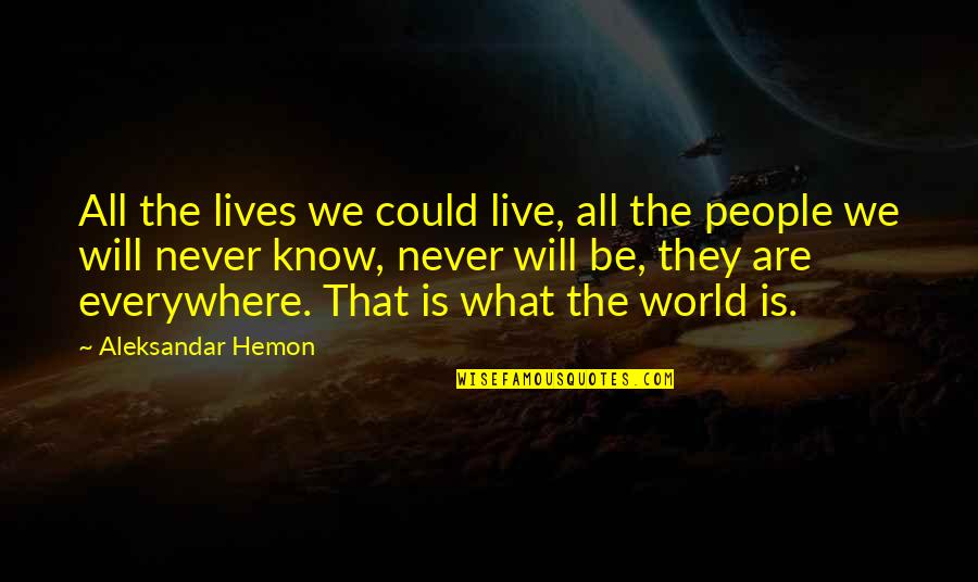 1 Sentence Friendship Quotes By Aleksandar Hemon: All the lives we could live, all the