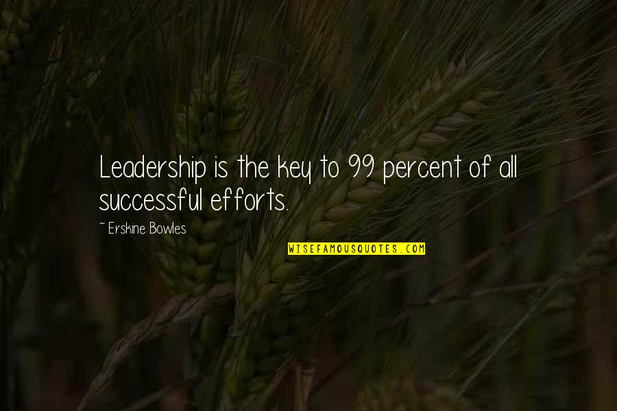 1 Vs 99 Quotes By Erskine Bowles: Leadership is the key to 99 percent of