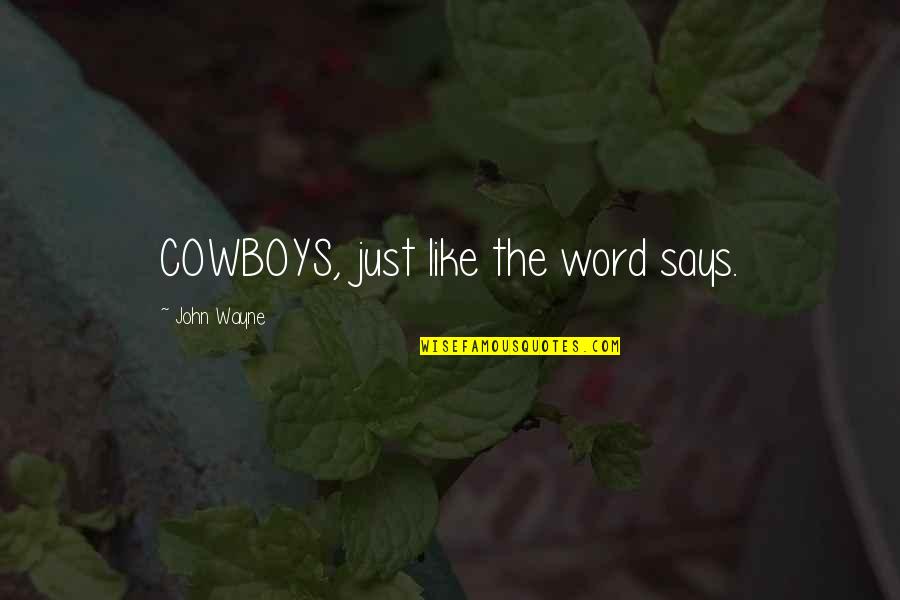 1 Word Movie Quotes By John Wayne: COWBOYS, just like the word says.