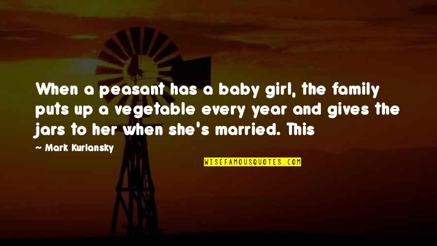 1 Year Married Quotes By Mark Kurlansky: When a peasant has a baby girl, the