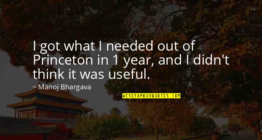 1 Year Quotes By Manoj Bhargava: I got what I needed out of Princeton