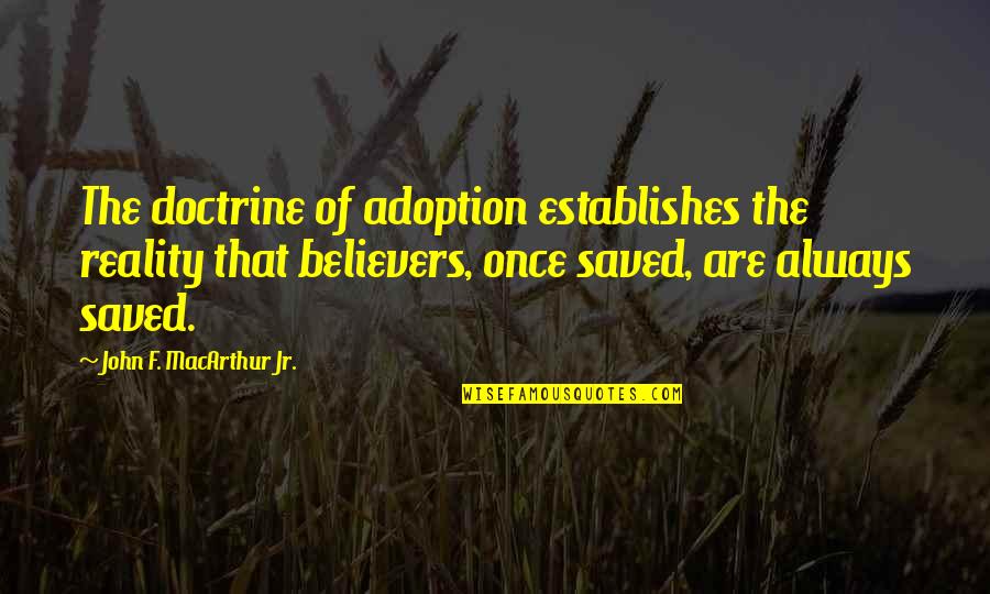 10 Things I Love About You Quotes By John F. MacArthur Jr.: The doctrine of adoption establishes the reality that