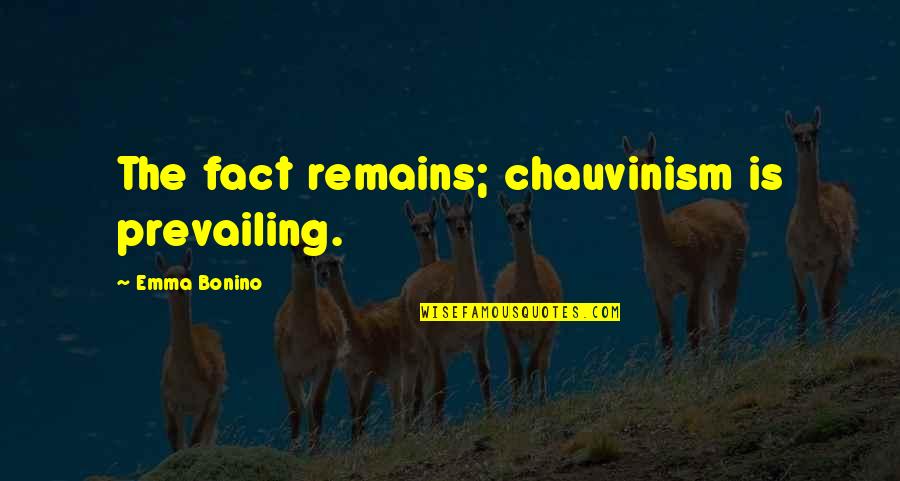 10 Year Reunion Quotes By Emma Bonino: The fact remains; chauvinism is prevailing. 10 Year Reunion Quotes By Emma Bonino: The fact remains; chauvinism is prevailing.
