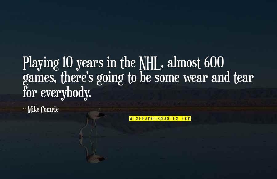 10 Years From Now Quotes By Mike Comrie: Playing 10 years in the NHL, almost 600