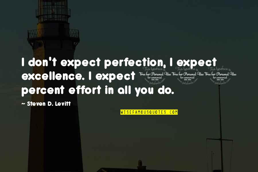 100 Effort Quotes By Steven D. Levitt: I don't expect perfection, I expect excellence. I