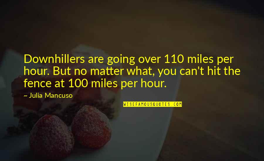 100 Miles Quotes By Julia Mancuso: Downhillers are going over 110 miles per hour.