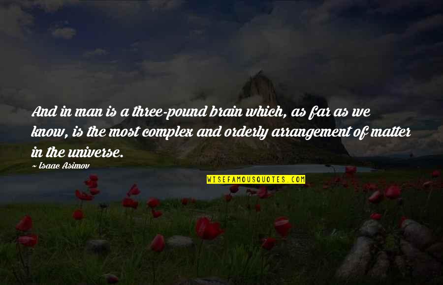 100 Participation Quotes By Isaac Asimov: And in man is a three-pound brain which,