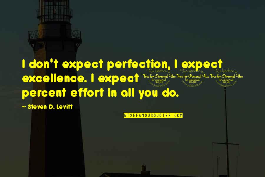 100 Percent Effort Quotes By Steven D. Levitt: I don't expect perfection, I expect excellence. I