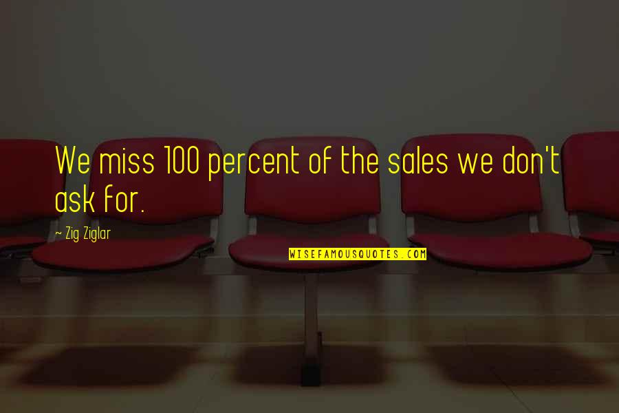 100 Percent Quotes By Zig Ziglar: We miss 100 percent of the sales we
