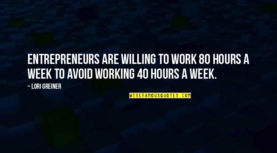 1000th Prime Quotes By Lori Greiner: Entrepreneurs are willing to work 80 hours a