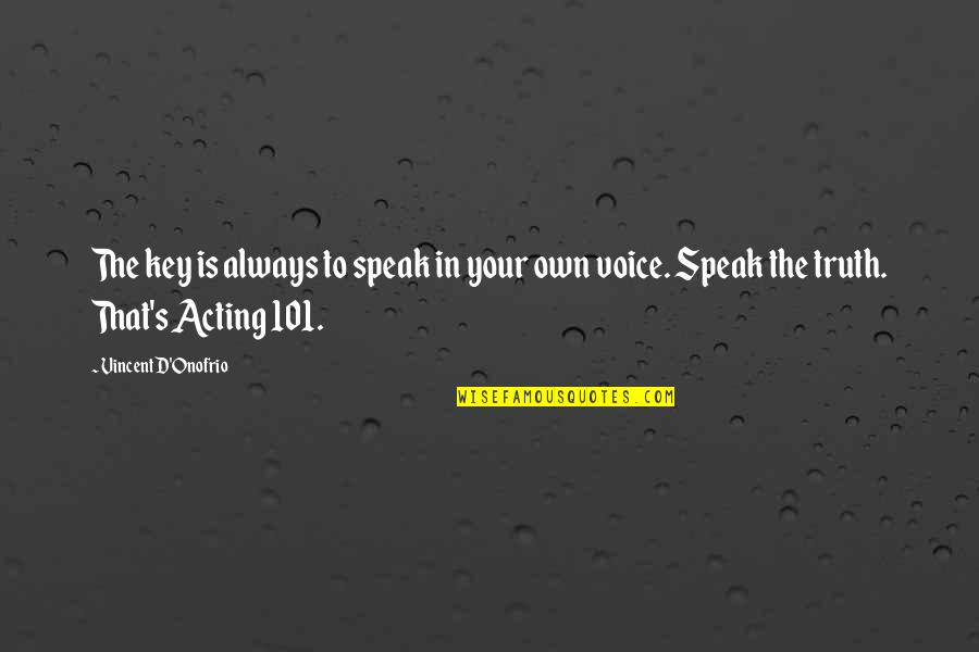 101 Quotes By Vincent D'Onofrio: The key is always to speak in your