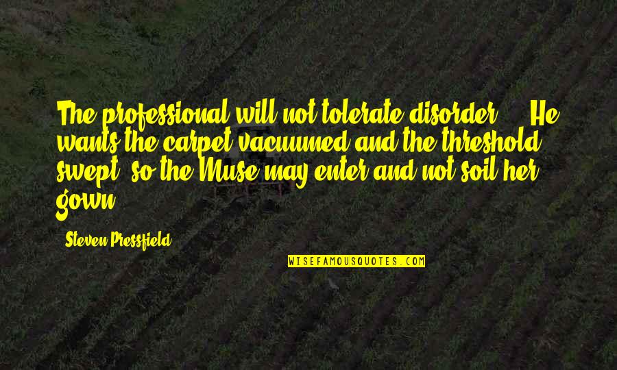 103rd Airlift Quotes By Steven Pressfield: The professional will not tolerate disorder ... He