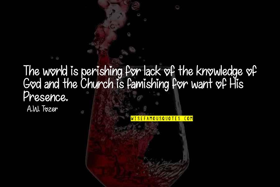 10pm Pst Quotes By A.W. Tozer: The world is perishing for lack of the 10pm Pst Quotes By A.W. Tozer: The world is perishing for lack of the