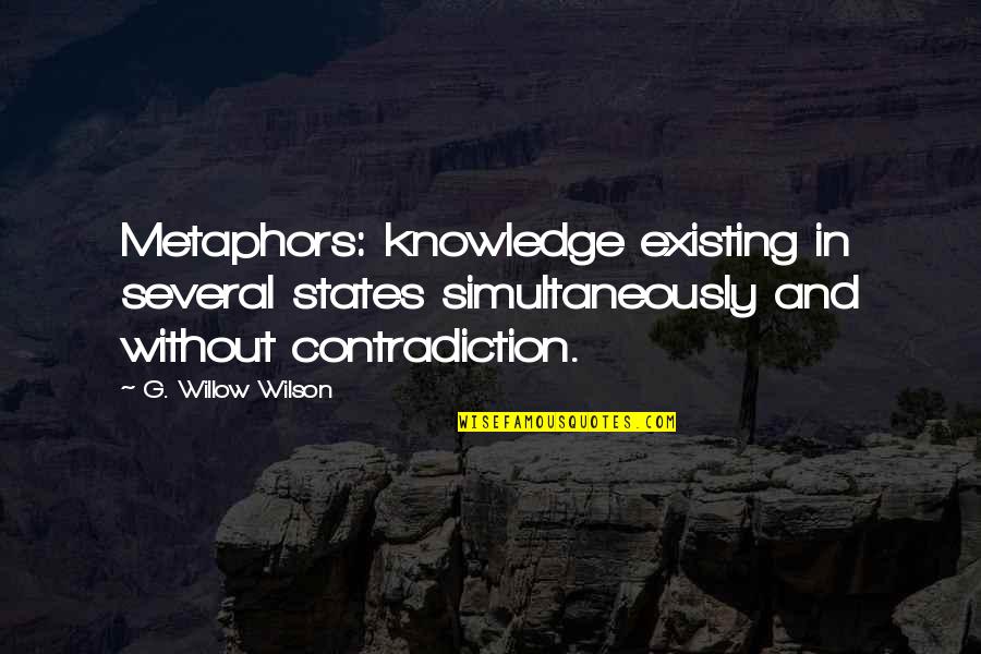 10x12 Quotes By G. Willow Wilson: Metaphors: knowledge existing in several states simultaneously and 10x12 Quotes By G. Willow Wilson: Metaphors: knowledge existing in several states simultaneously and