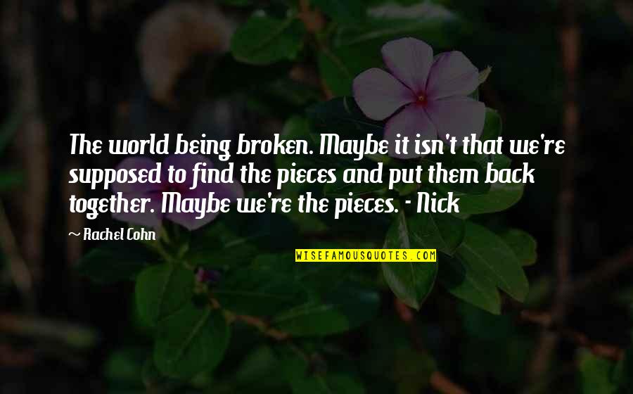 110 Love Quotes By Rachel Cohn: The world being broken. Maybe it isn't that