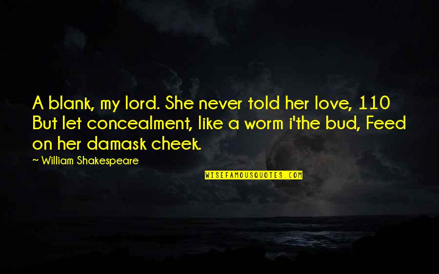 110 Love Quotes By William Shakespeare: A blank, my lord. She never told her