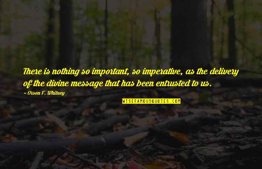 120th Infantry Quotes By Orson F. Whitney: There is nothing so important, so imperative, as