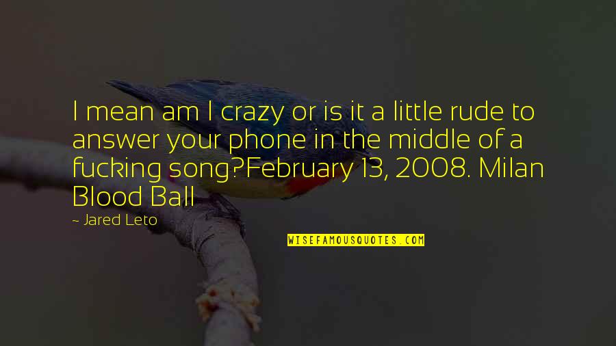 February 13 Quotes By Jared Leto: I mean am I crazy or is it