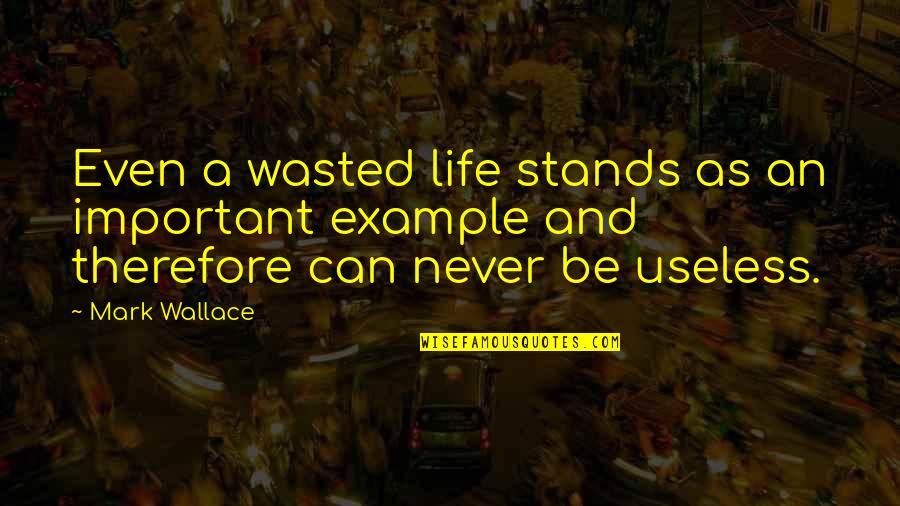 13 Turning 30 Quotes By Mark Wallace: Even a wasted life stands as an important