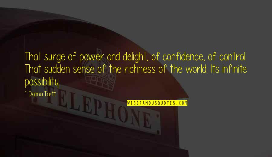 130 Words Quotes By Donna Tartt: That surge of power and delight, of confidence, 130 Words Quotes By Donna Tartt: That surge of power and delight, of confidence,
