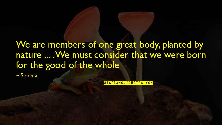 1432 Frontenay Quotes By Seneca.: We are members of one great body, planted