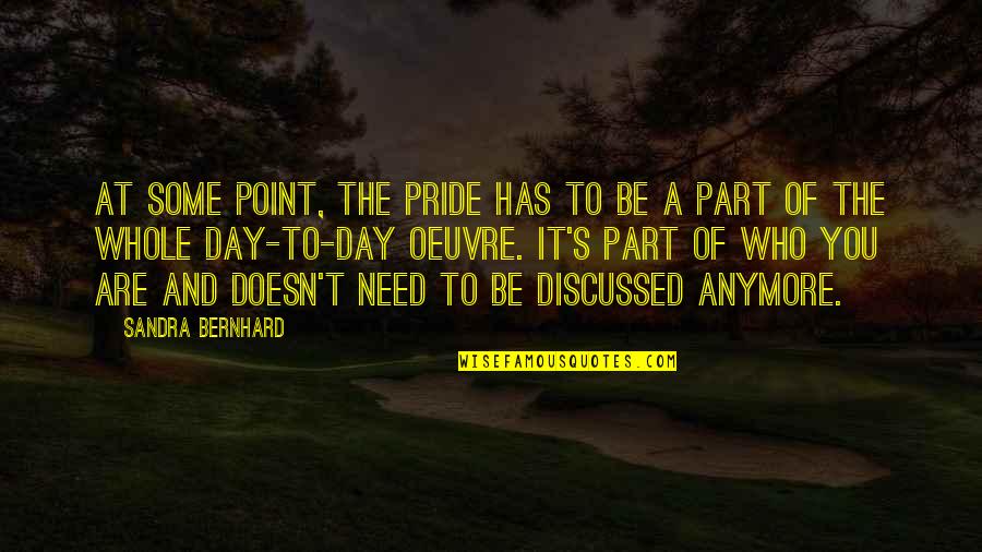 1457 North Quotes By Sandra Bernhard: At some point, the pride has to be