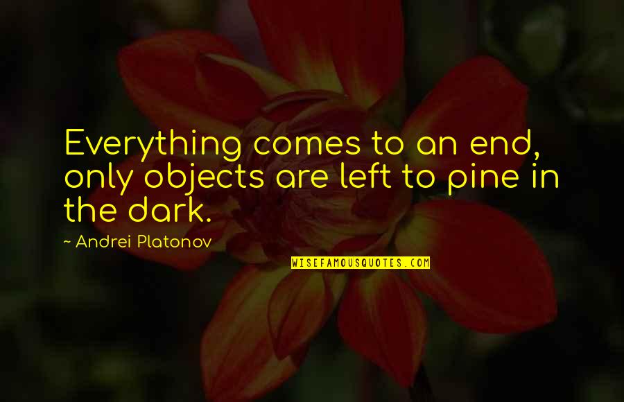 147 Pounds Quotes By Andrei Platonov: Everything comes to an end, only objects are 147 Pounds Quotes By Andrei Platonov: Everything comes to an end, only objects are