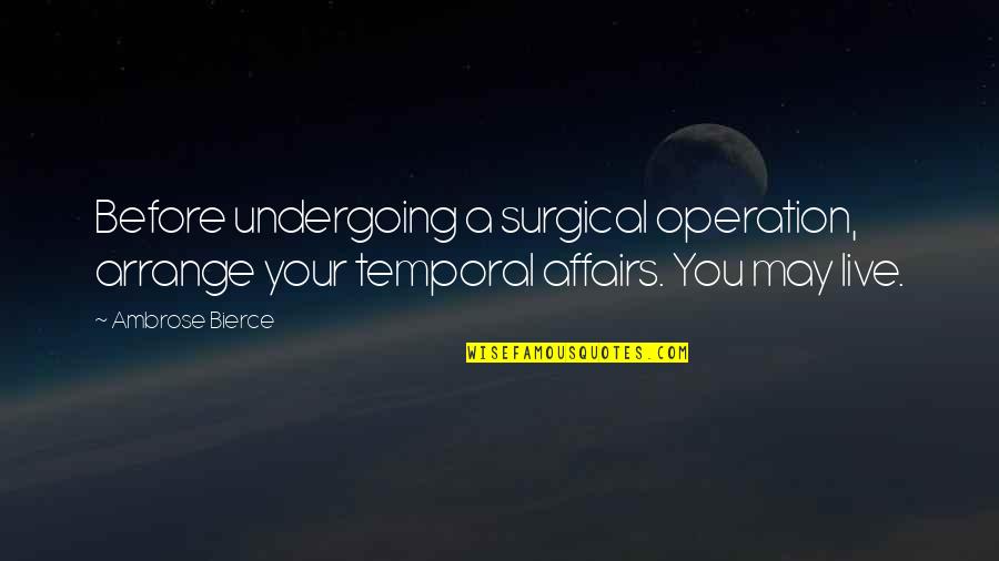 1483 Quaker Quotes By Ambrose Bierce: Before undergoing a surgical operation, arrange your temporal 1483 Quaker Quotes By Ambrose Bierce: Before undergoing a surgical operation, arrange your temporal