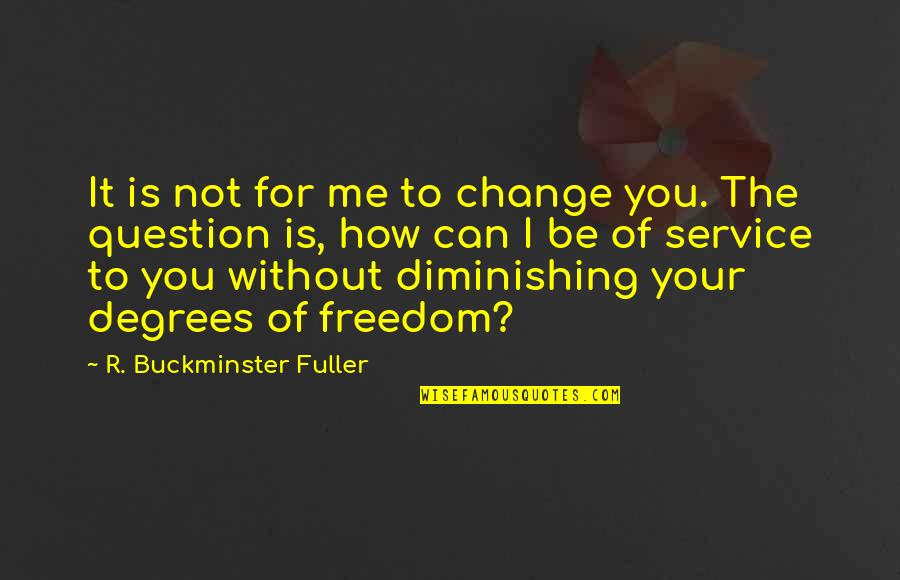 15 Aug 2014 Quotes By R. Buckminster Fuller: It is not for me to change you. 15 Aug 2014 Quotes By R. Buckminster Fuller: It is not for me to change you.