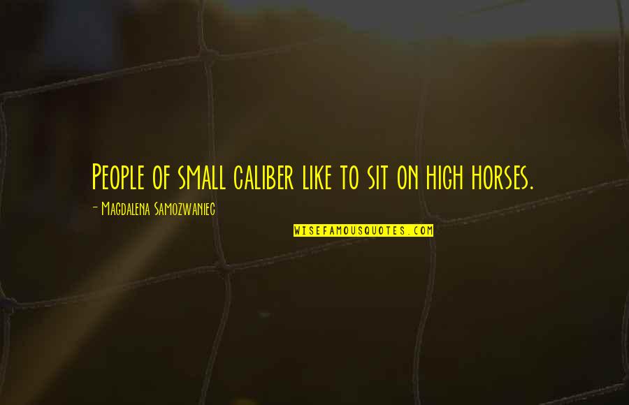 15 August 2013 Quotes By Magdalena Samozwaniec: People of small caliber like to sit on