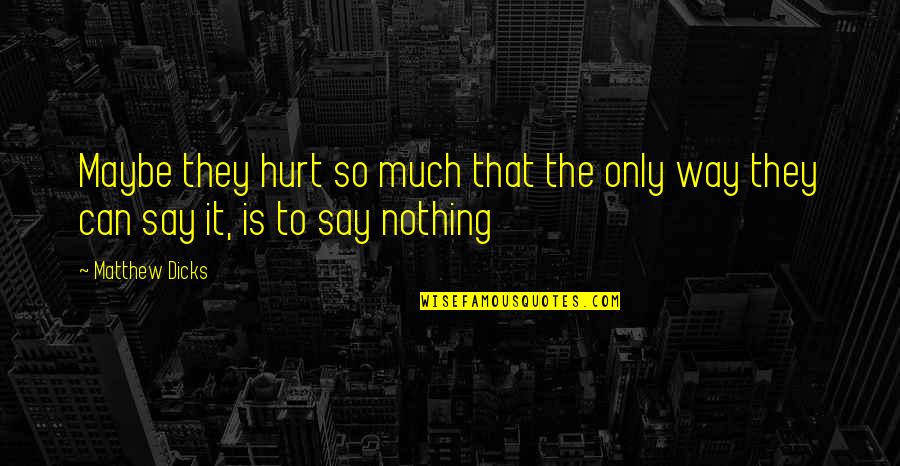 16 December Quotes By Matthew Dicks: Maybe they hurt so much that the only