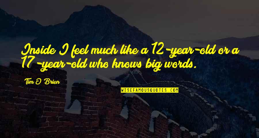 17 Year Quotes By Tim O'Brien: Inside I feel much like a 12-year-old or