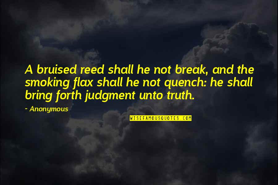 18 Treasures Quotes By Anonymous: A bruised reed shall he not break, and
