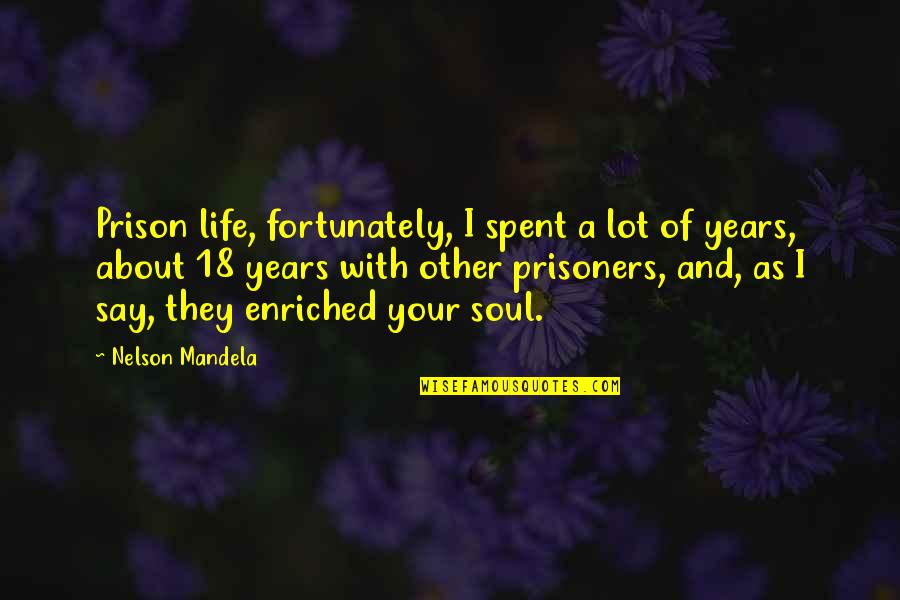 18 Years Quotes By Nelson Mandela: Prison life, fortunately, I spent a lot of