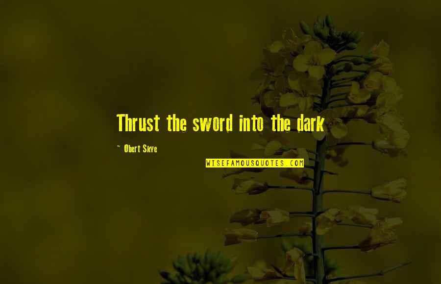 1925 Penny Quotes By Obert Skye: Thrust the sword into the dark