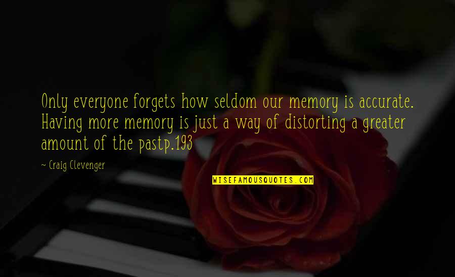 193 Quotes By Craig Clevenger: Only everyone forgets how seldom our memory is