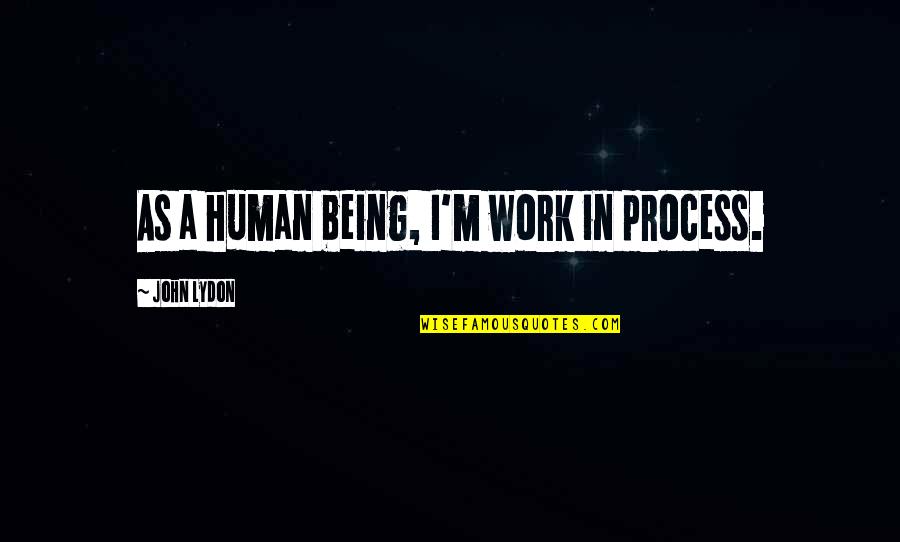 1930s Racism Quotes By John Lydon: As a human being, I'm work in process.