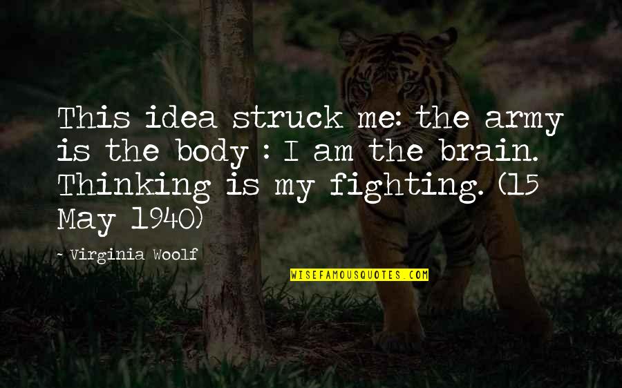 1940 Quotes By Virginia Woolf: This idea struck me: the army is the