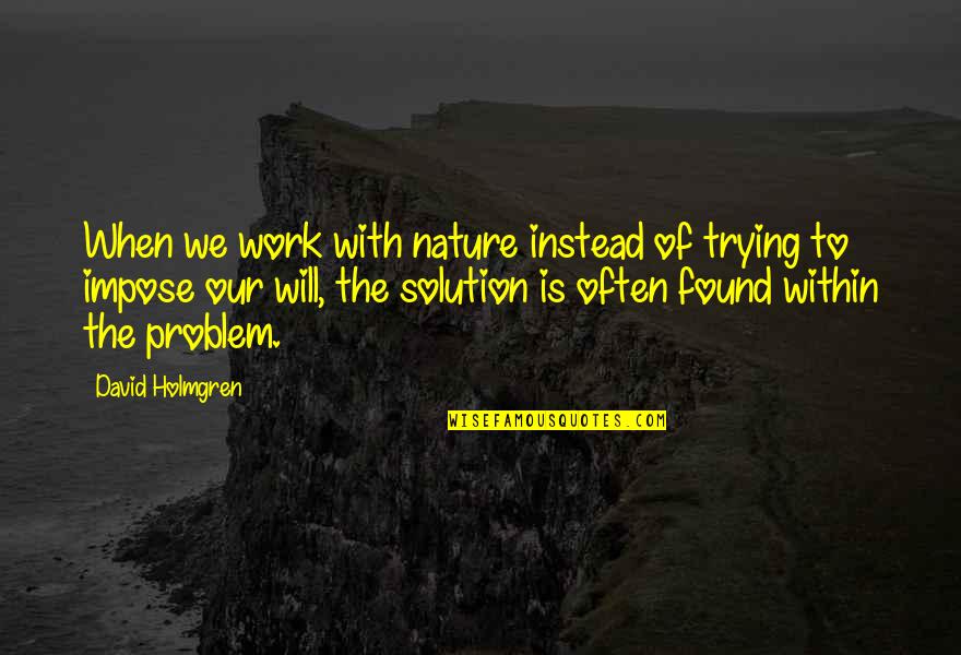 1953 Quotes By David Holmgren: When we work with nature instead of trying