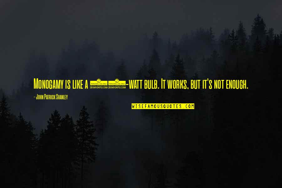 1956 1960 Quotes By John Patrick Shanley: Monogamy is like a 40-watt bulb. It works, 1956 1960 Quotes By John Patrick Shanley: Monogamy is like a 40-watt bulb. It works,