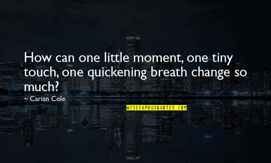 19th Death Anniversary Quotes By Carian Cole: How can one little moment, one tiny touch,