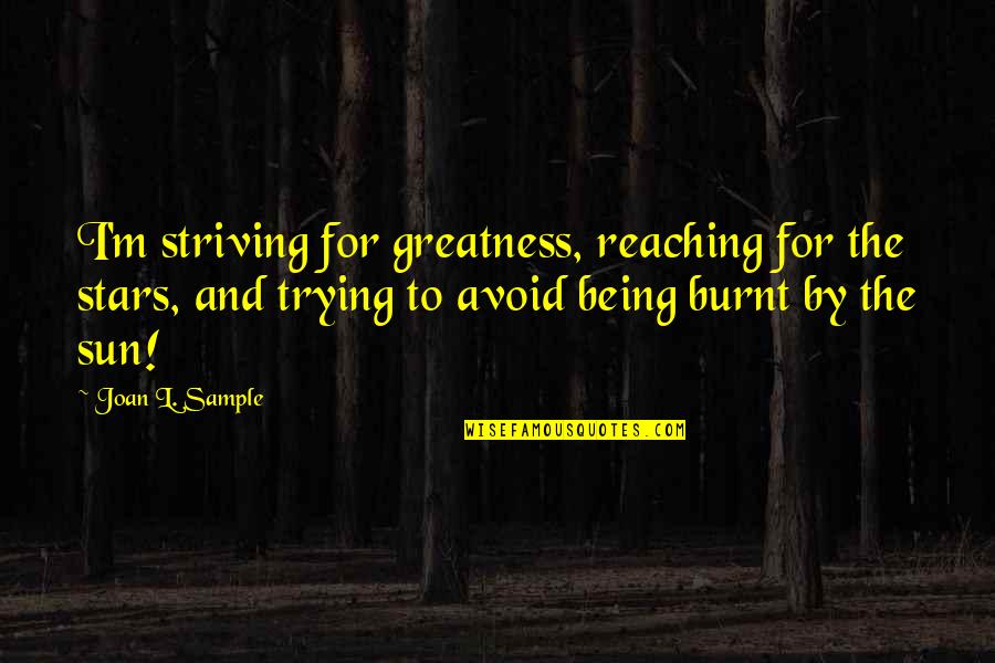 1st Day Of Ber Months Quotes By Joan L. Sample: I'm striving for greatness, reaching for the stars,