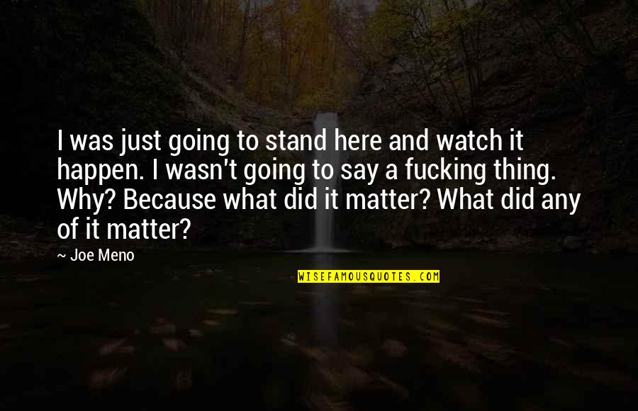 1st Month Anniversary Quotes By Joe Meno: I was just going to stand here and