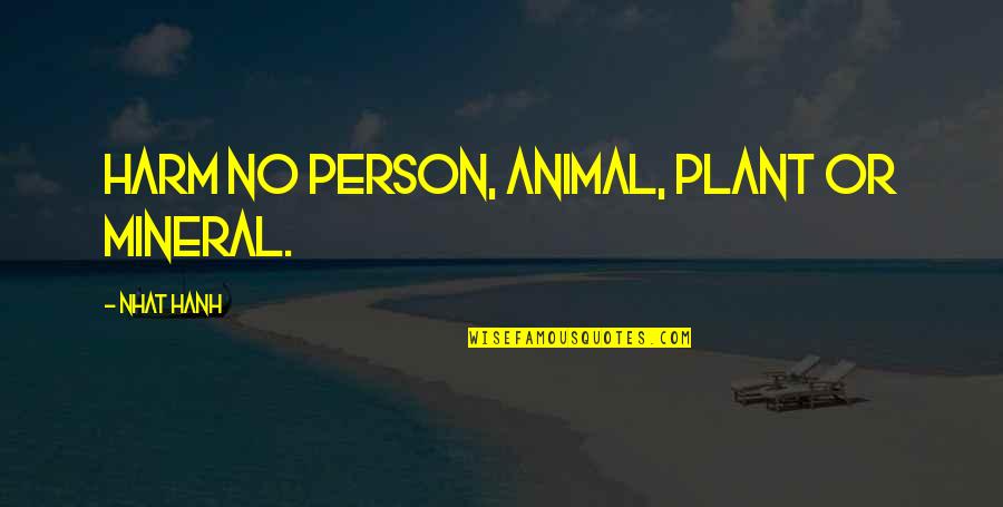1to1 Quotes By Nhat Hanh: Harm no person, animal, plant or mineral.