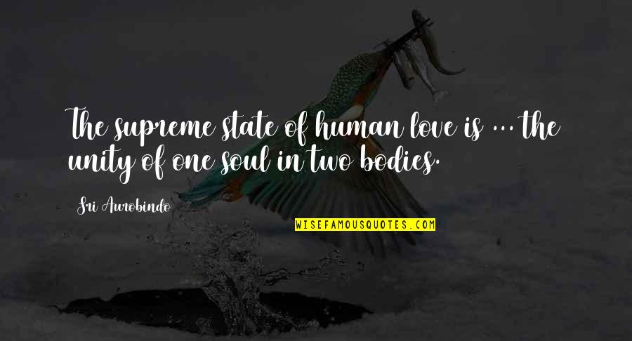 2 Bodies 1 Soul Quotes By Sri Aurobindo: The supreme state of human love is ...