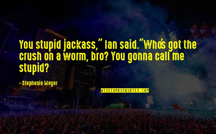 2 Bro Quotes By Stephenie Meyer: You stupid jackass," Ian said."Who's got the crush 2 Bro Quotes By Stephenie Meyer: You stupid jackass," Ian said."Who's got the crush