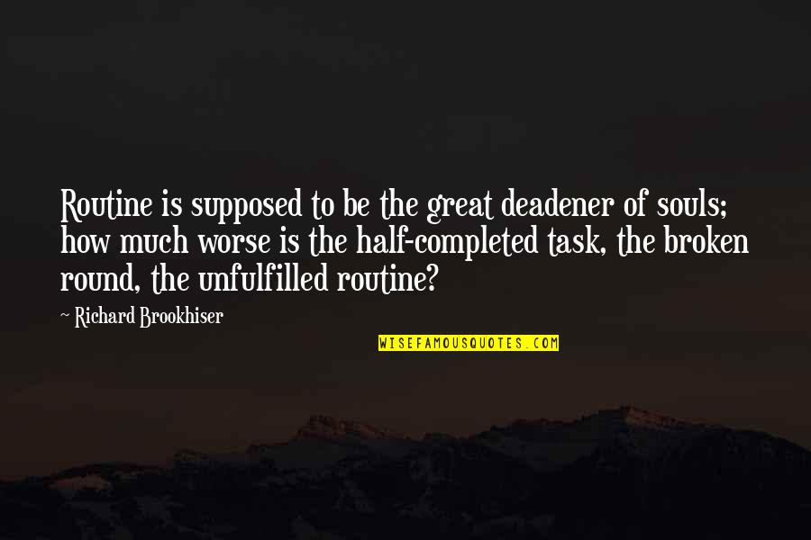 2 Broken Souls Quotes By Richard Brookhiser: Routine is supposed to be the great deadener