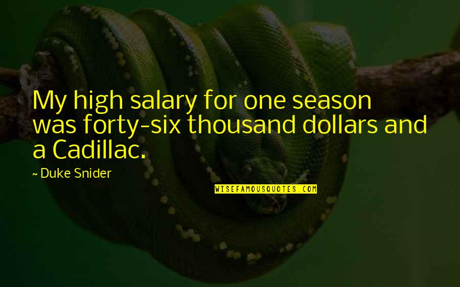 2 Dollars Quotes By Duke Snider: My high salary for one season was forty-six