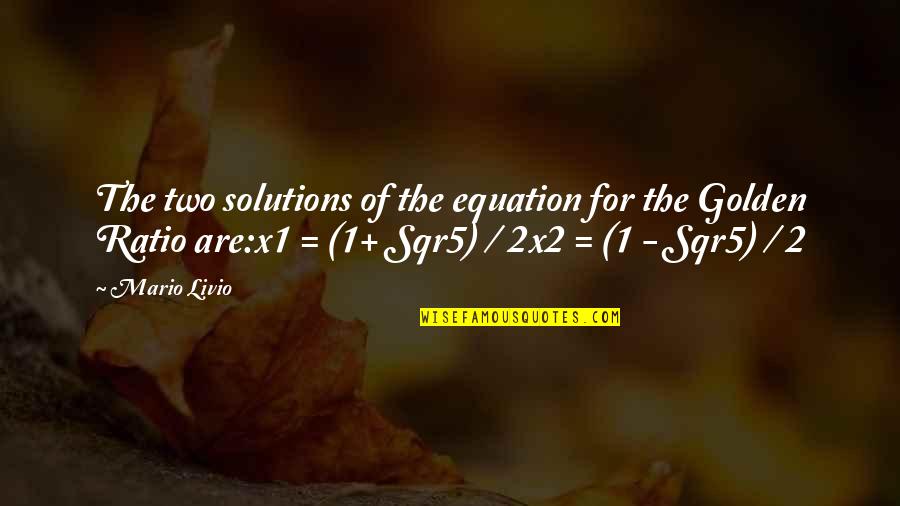 2 For 1 Quotes By Mario Livio: The two solutions of the equation for the