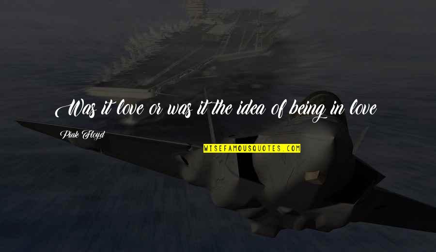 2 In The Pink Quotes By Pink Floyd: Was it love or was it the idea 2 In The Pink Quotes By Pink Floyd: Was it love or was it the idea